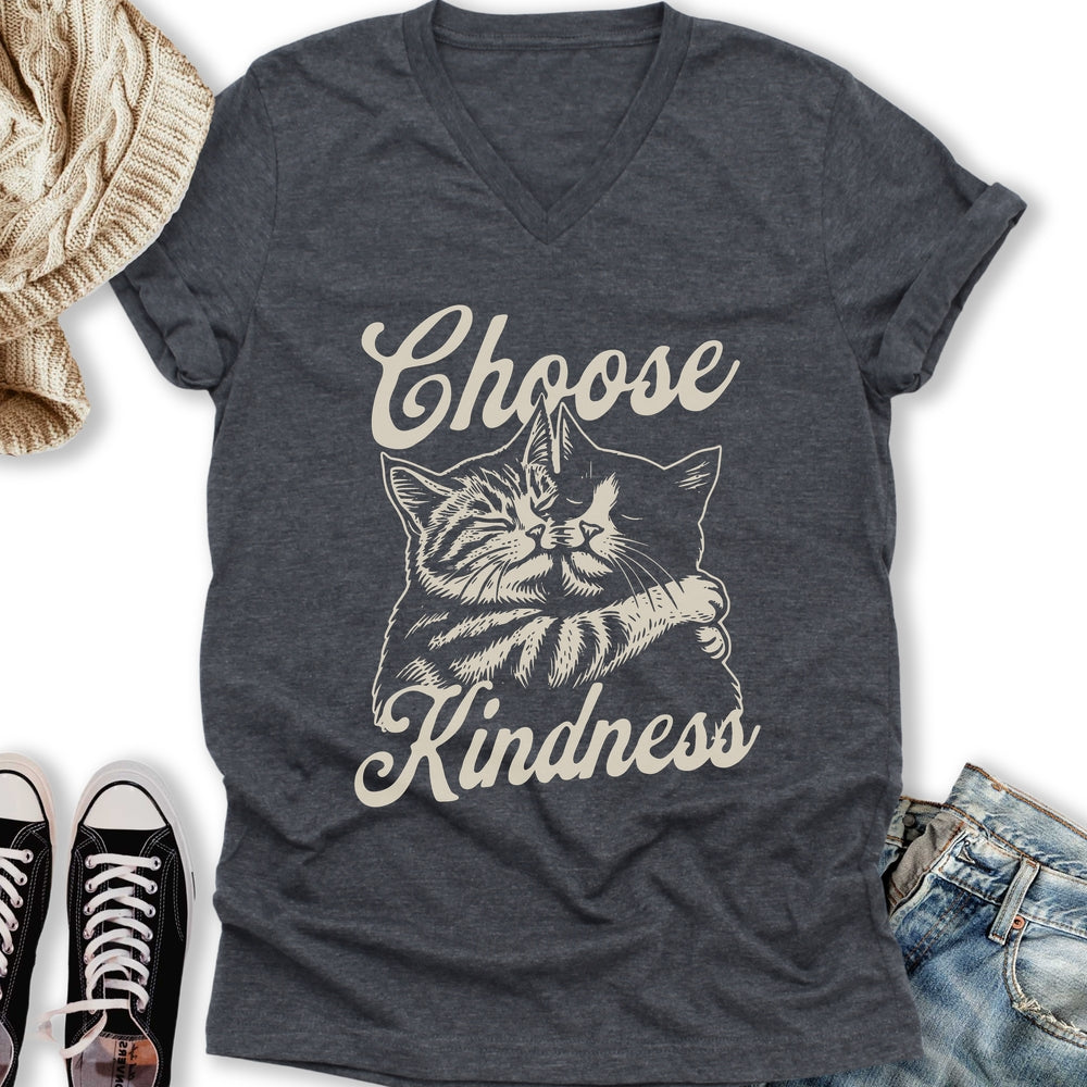 Choose Kindness Cats V-Neck Tee