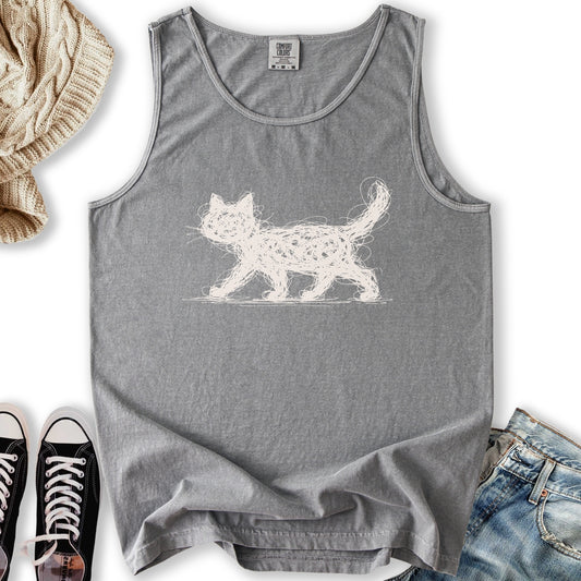 Scribbled Cat Tank Top