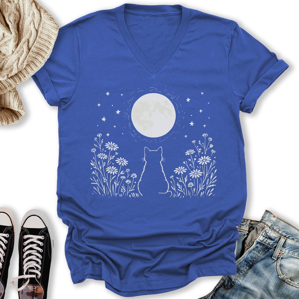Kitten Moon V-Neck Tee