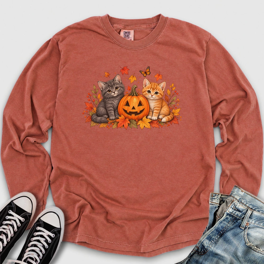 Cute Pumpkin Kittens Long Sleeve Tee
