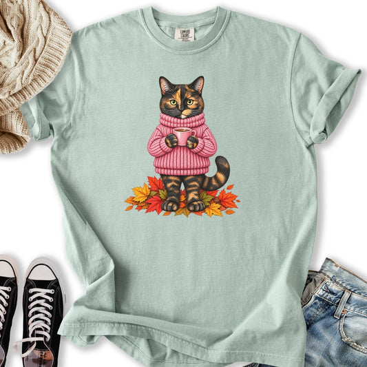 Cozy Fall Tortie Cat Relaxed Tee