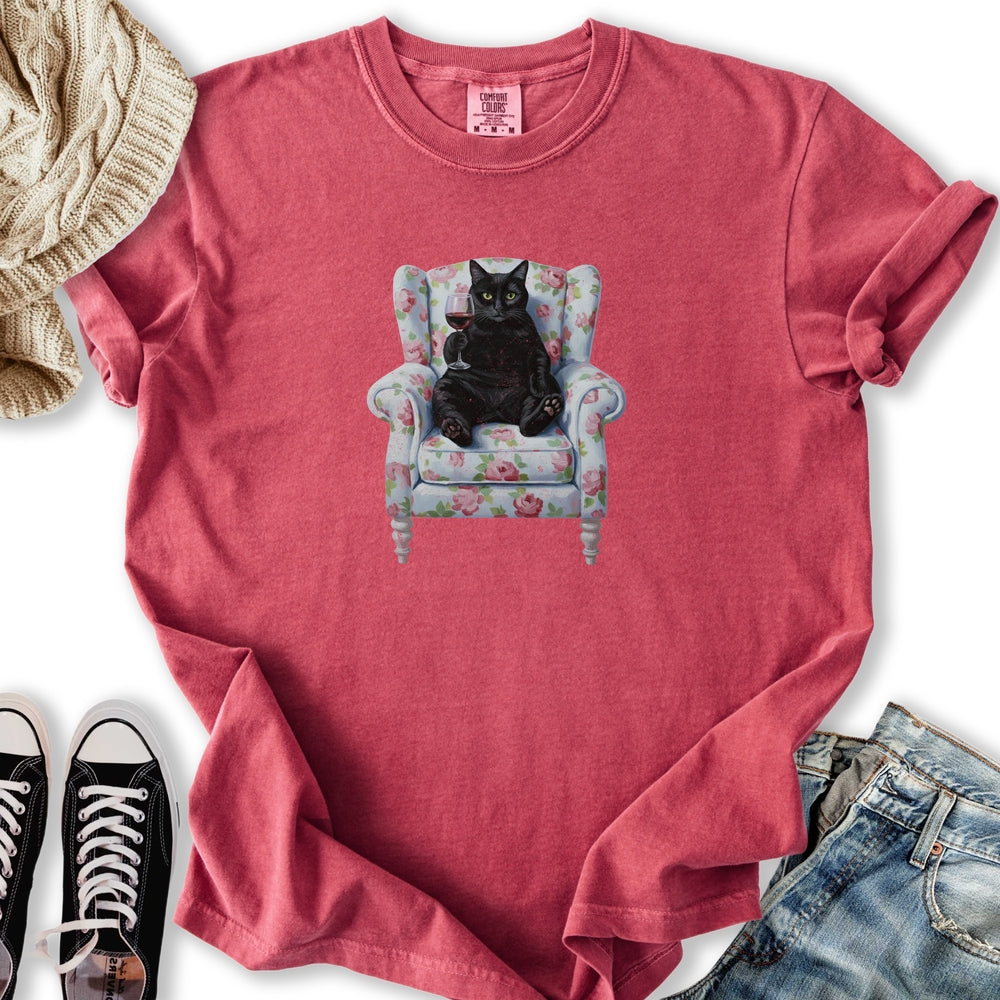Black Cat Chair T-Shirt