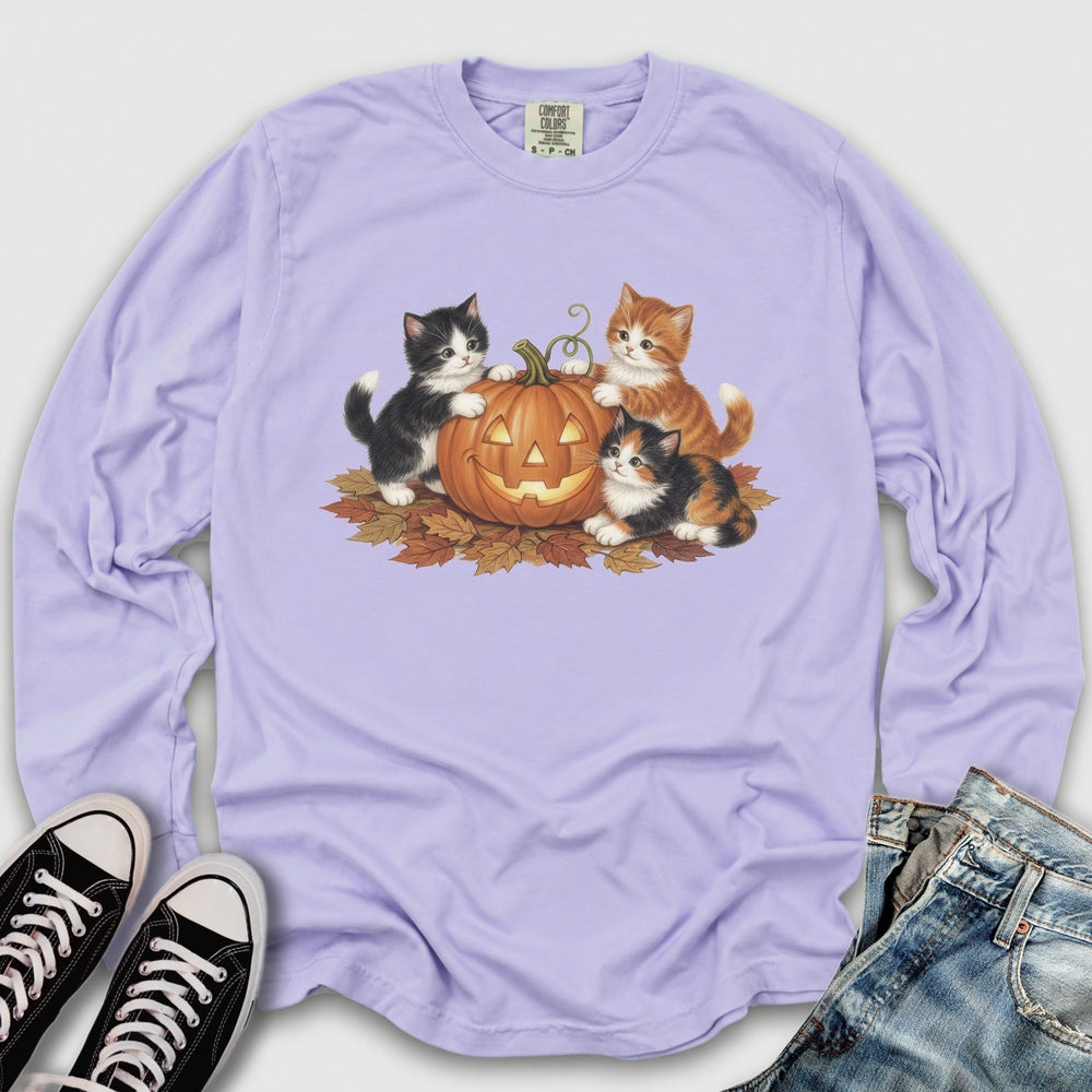 Cute Fall Kittens Long Sleeve Tee