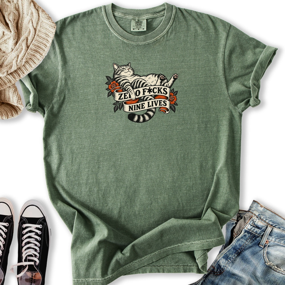 Nine Lives Cat Tattoo Relaxed Tee