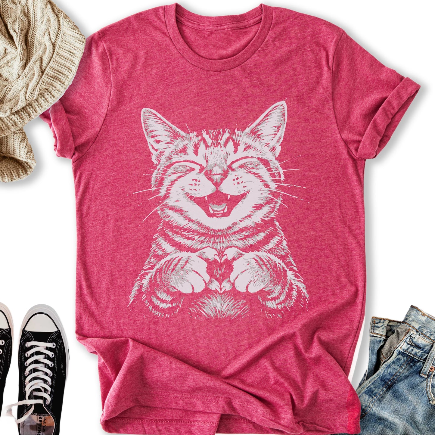 Cat Love Heart T-Shirt