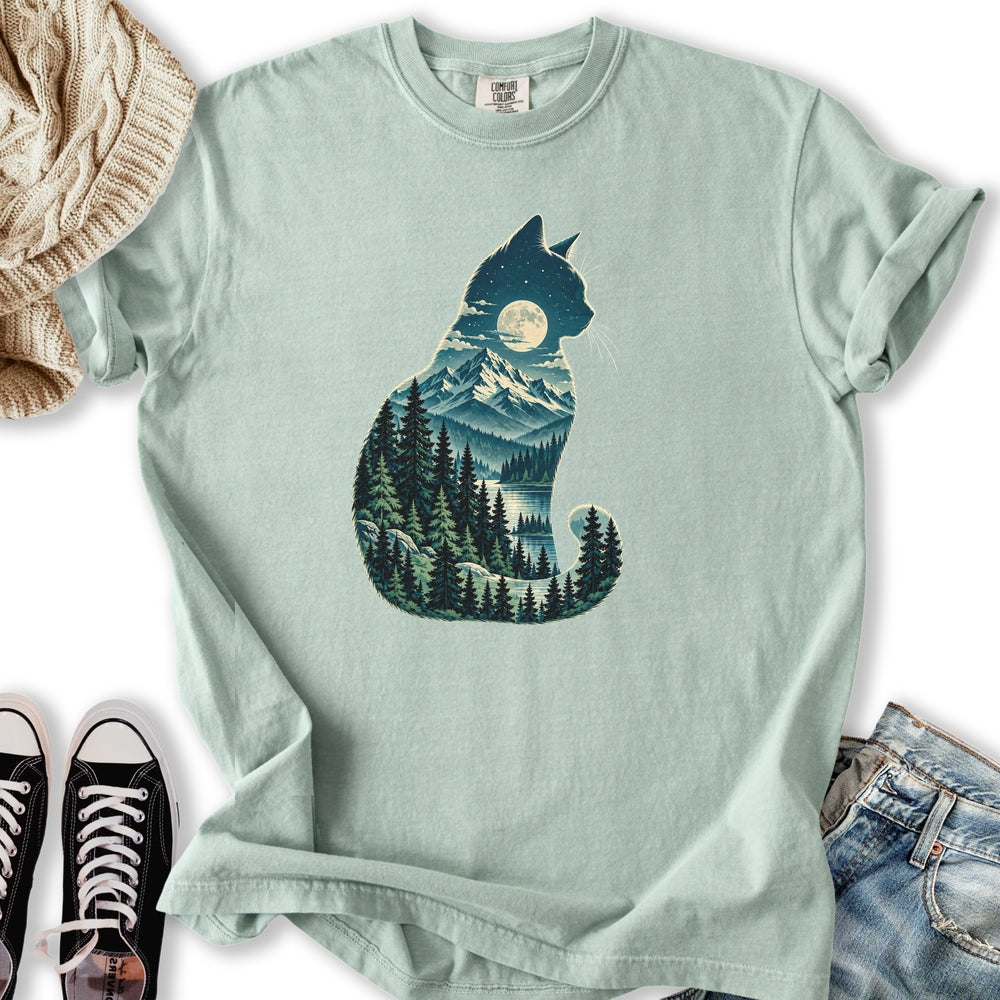 Moonlit Mountain Cat Relaxed Tee