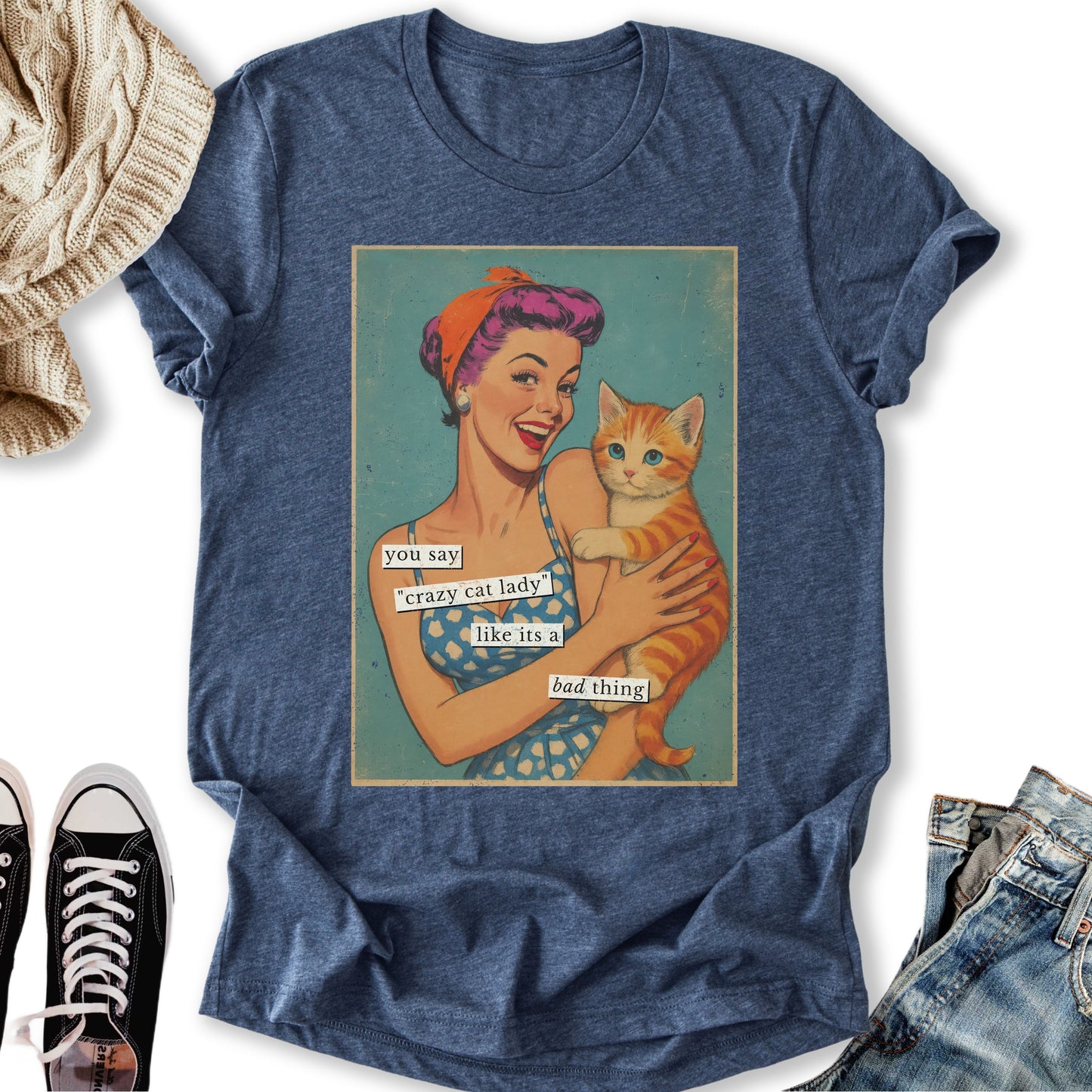Retro Crazy Cat Lady T-Shirt