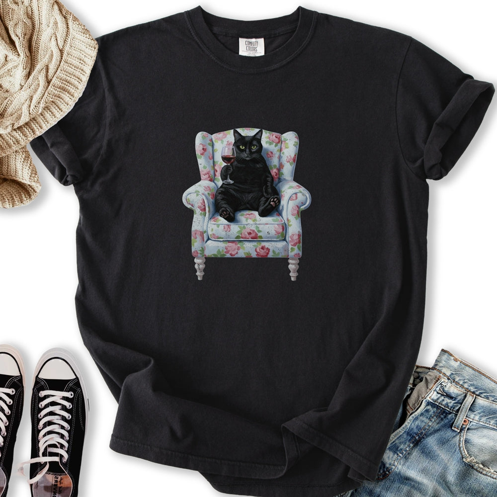 Black Cat Chair T-Shirt