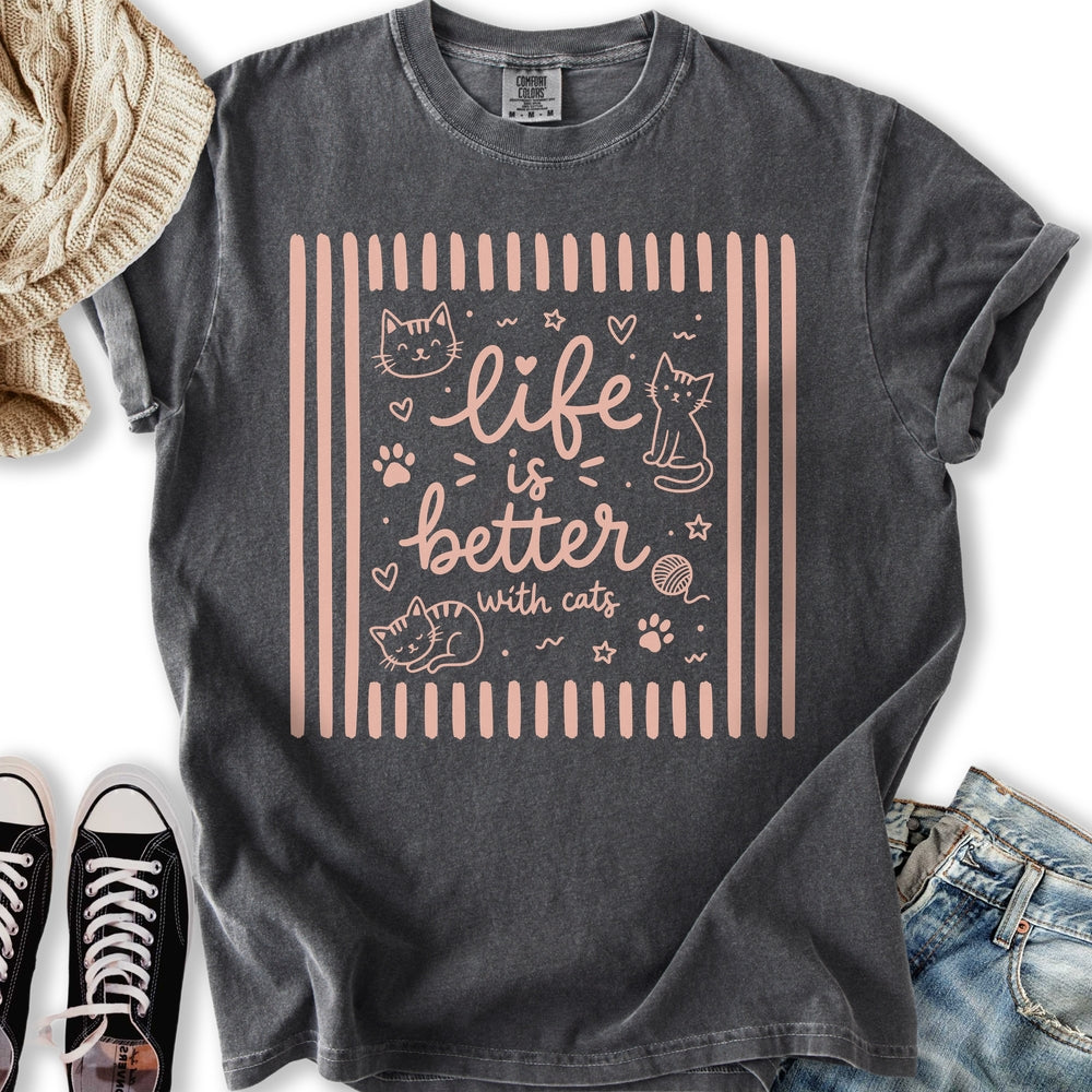 Life Is Better Cat Relaxed Tee