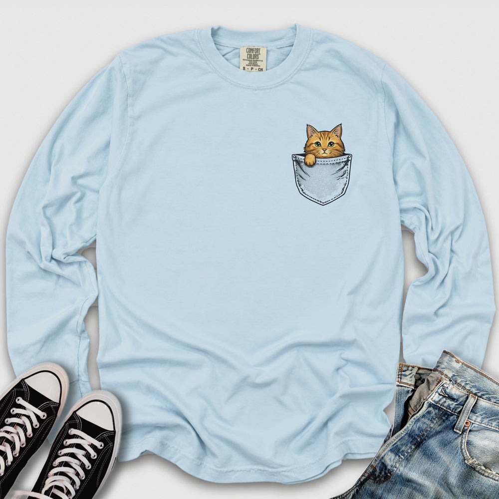 Ginger Cat Pocket Long Sleeve Tee