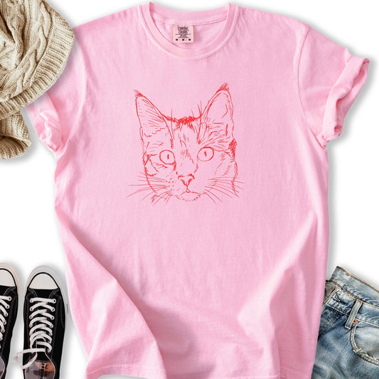 Vintage Cat Sketch T-Shirt