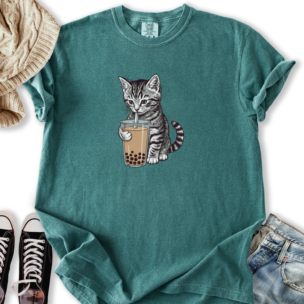 Kitten with Boba Tea T-Shirt