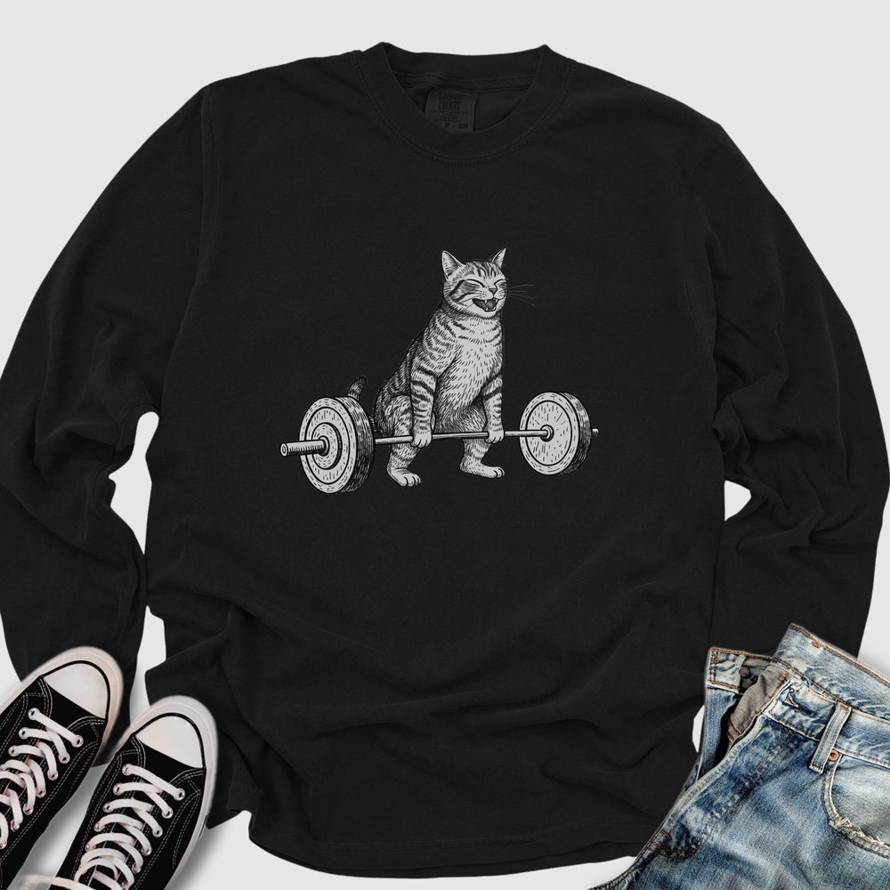 Deadlift Cat Long Sleeve Tee