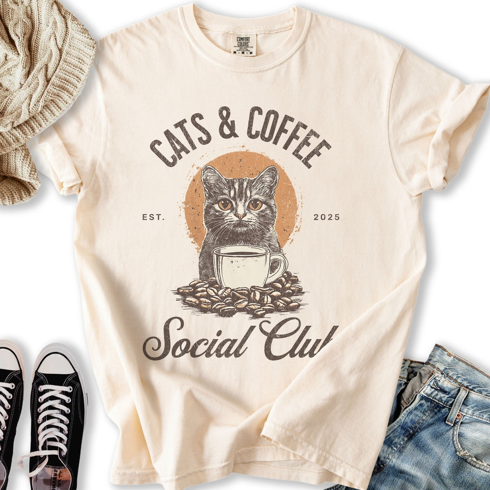 Cats & Coffee Social Club Relaxed Tee
