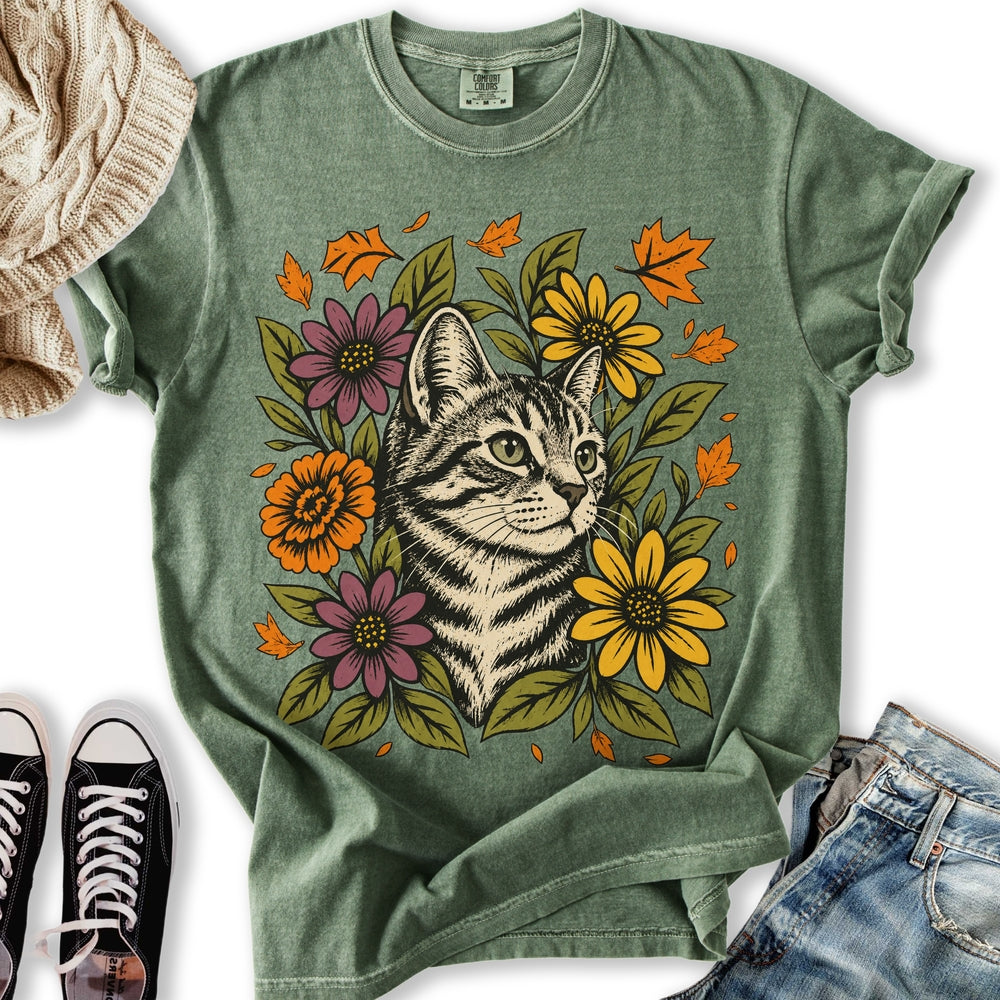 Floral Tabby Cat Relaxed Tee
