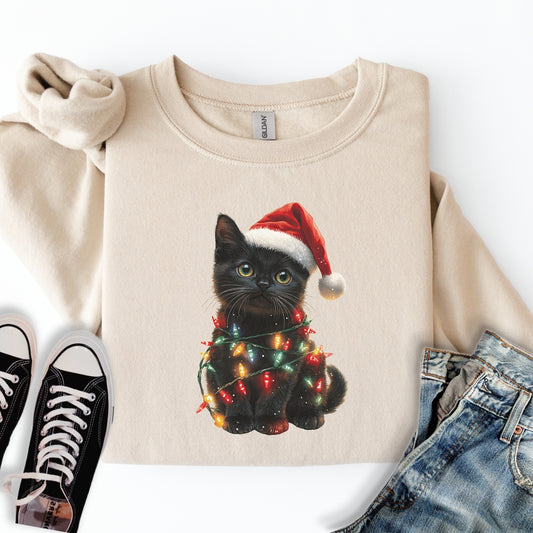 Christmas Cat Lights Sweatshirt