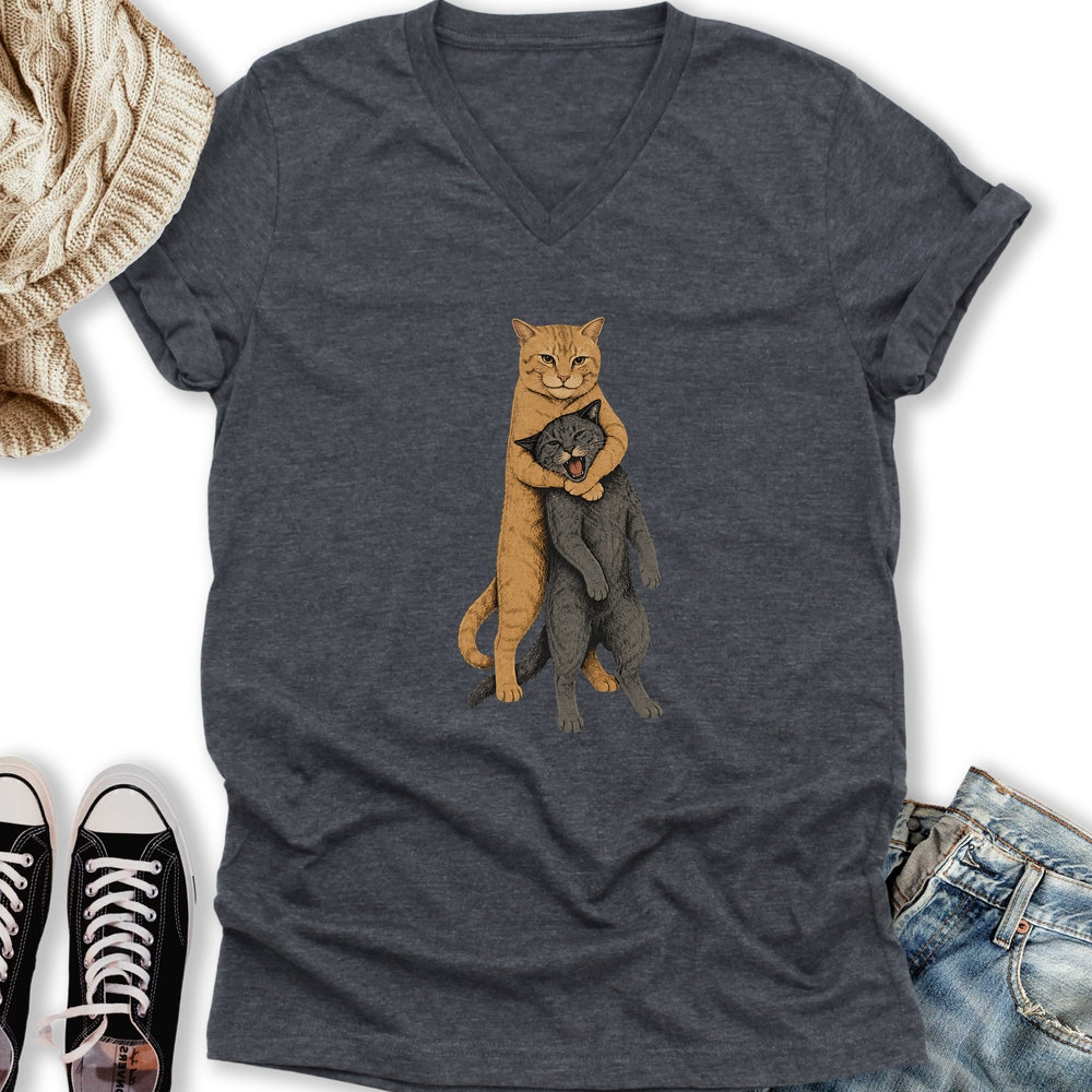 Cat Headlock V-Neck Tee
