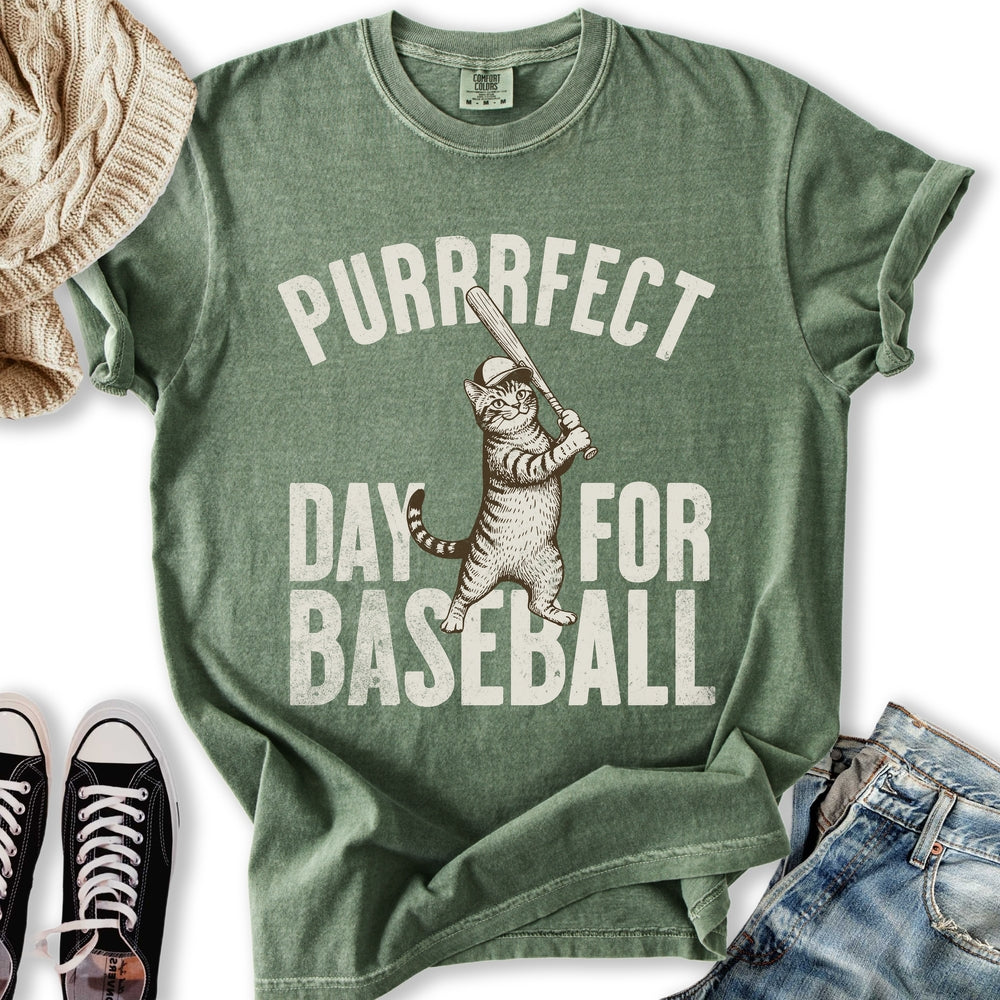 Purrrfect Baseball Cat T-Shirt