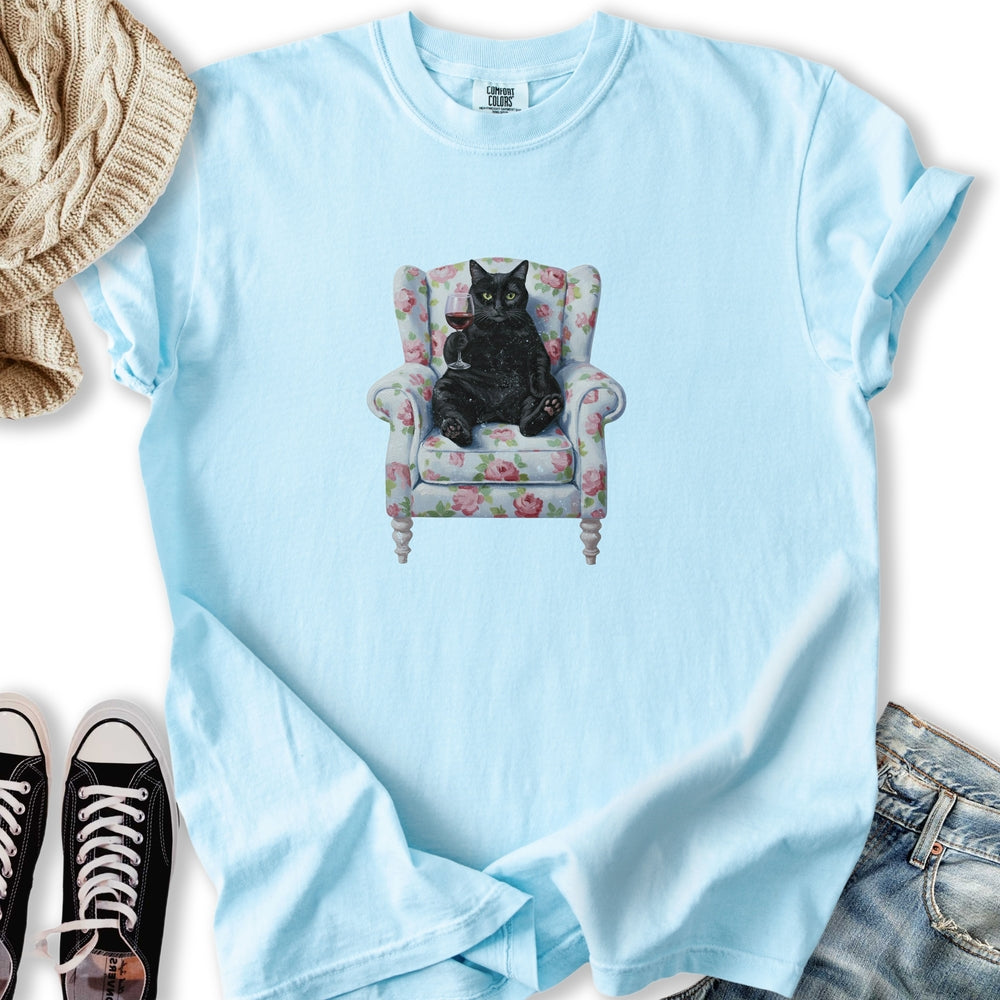 Black Cat Chair T-Shirt