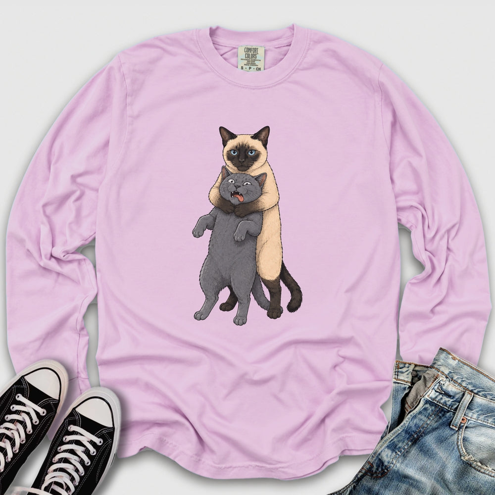 Siamese Cat Headlock Long Sleeve Tee