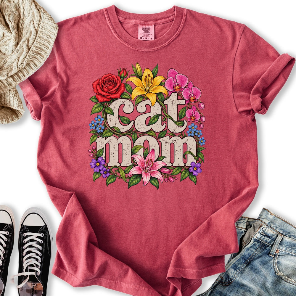 Floral Cat Mom Relaxed Tee