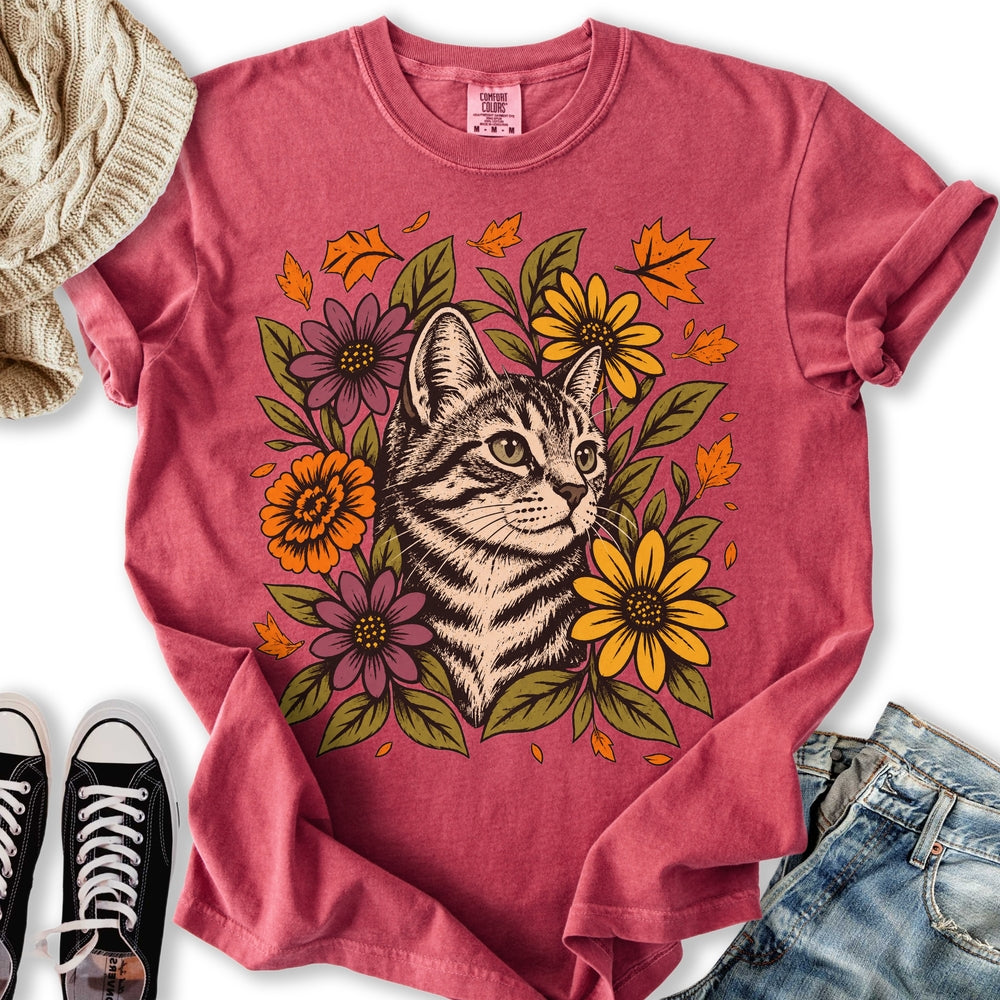 Floral Tabby Cat Relaxed Tee