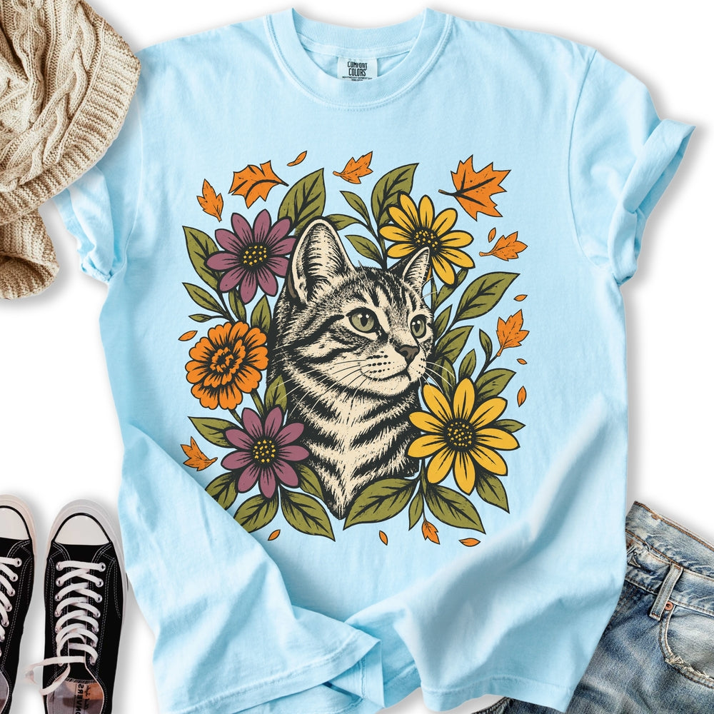 Floral Tabby Cat Relaxed Tee