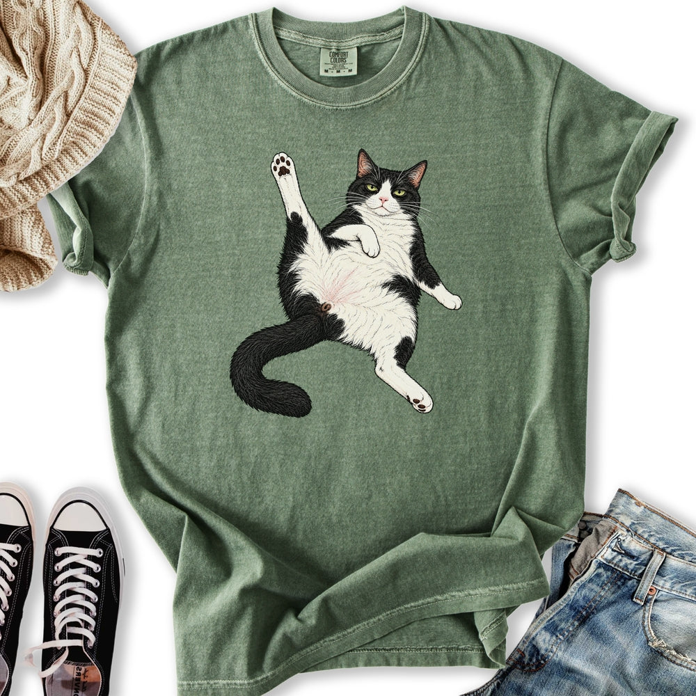Stretching Tuxedo Cat Relaxed Tee