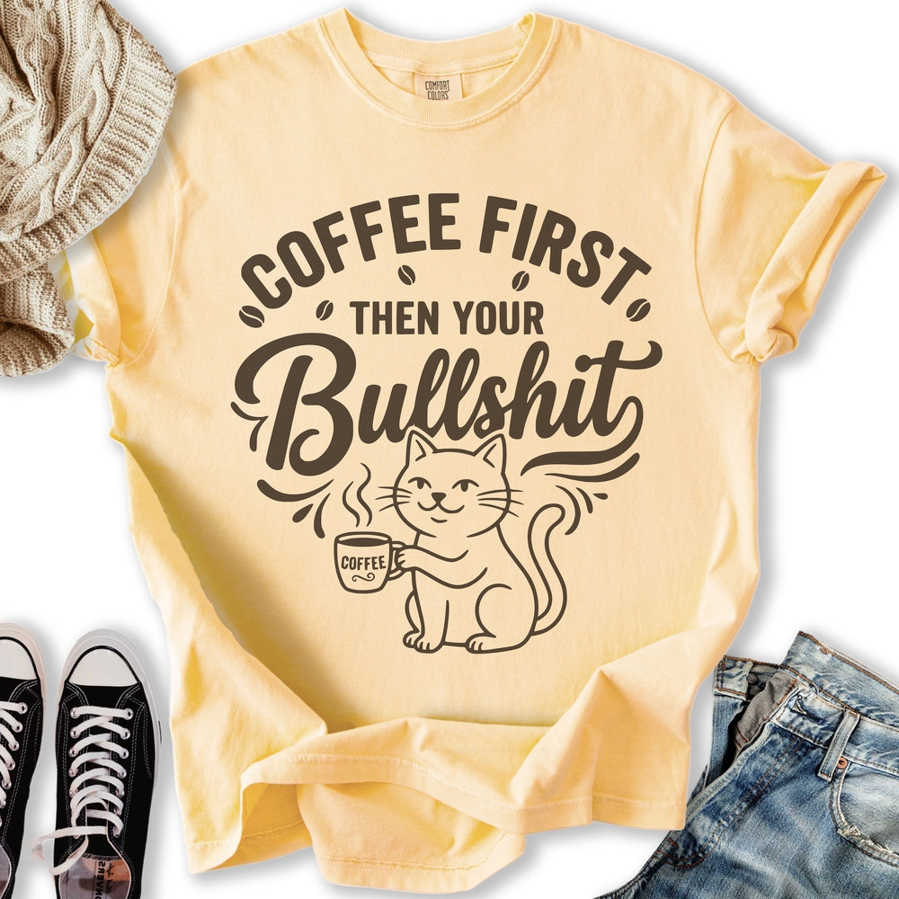 Coffee First Cat T-Shirt