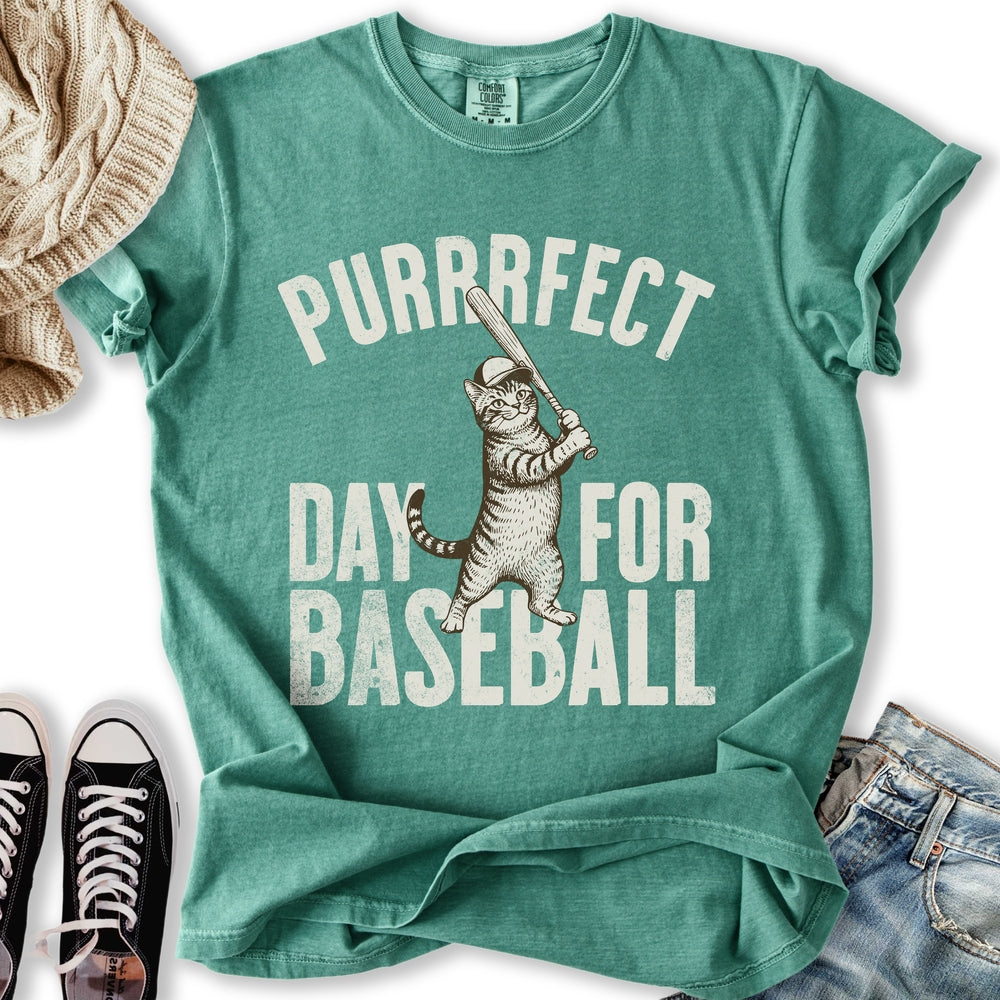 Purrrfect Baseball Cat T-Shirt