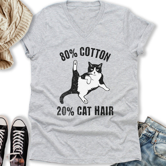 20% Cat Hair V-Neck Tee