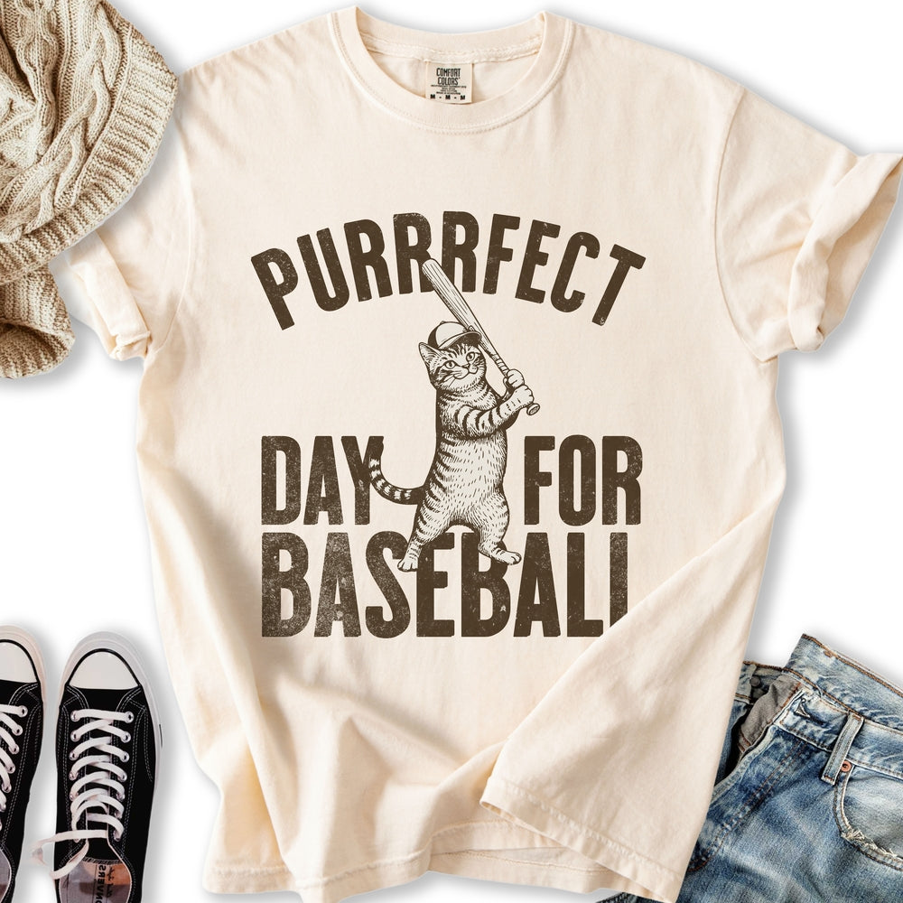 Purrrfect Baseball Cat T-Shirt