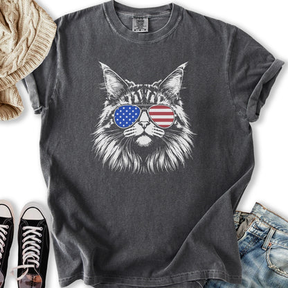 USA Aviator Long Hair Cat T-Shirt