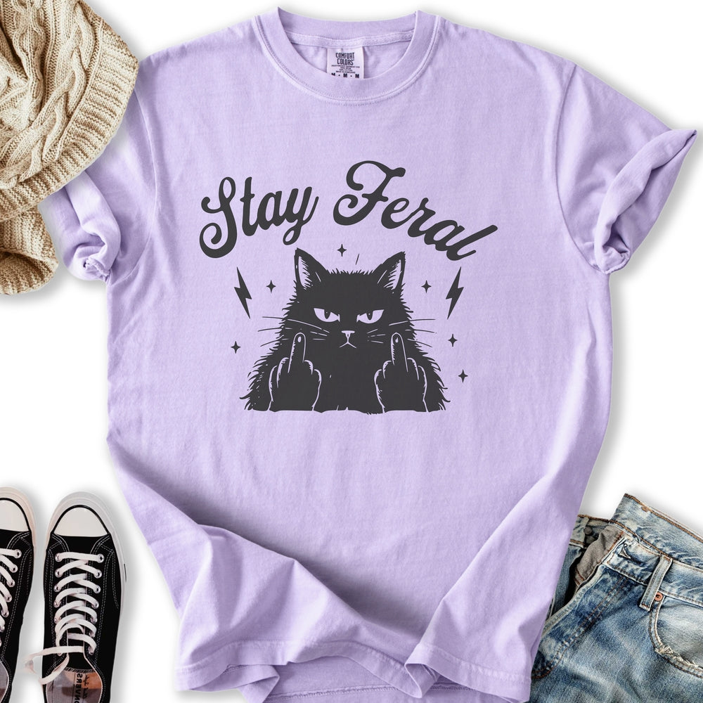 Stay Feral Black Cat T-Shirt