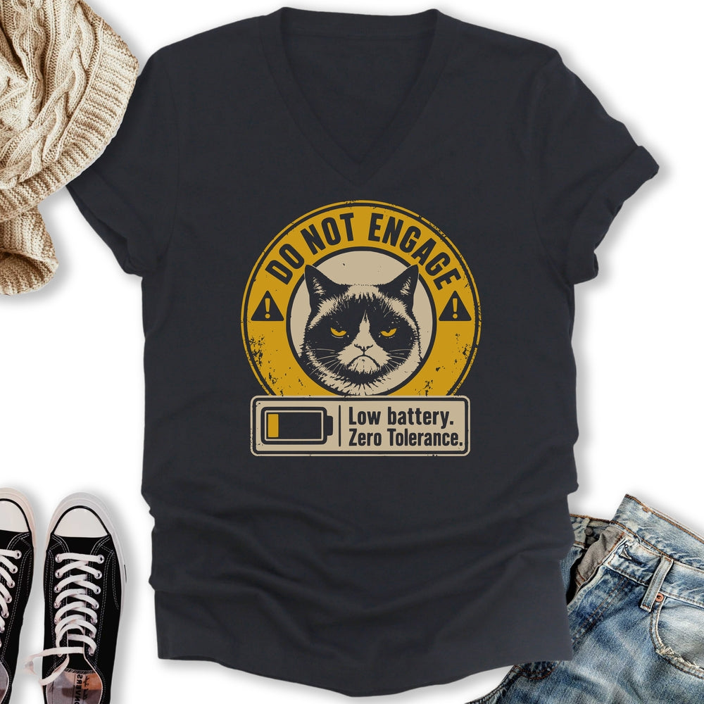 Do Not Engage Cat V-Neck Tee
