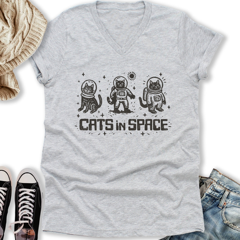 Cats In Space V-Neck Tee
