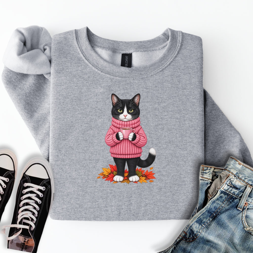 Cozy Fall Tuxedo Cat Sweatshirt