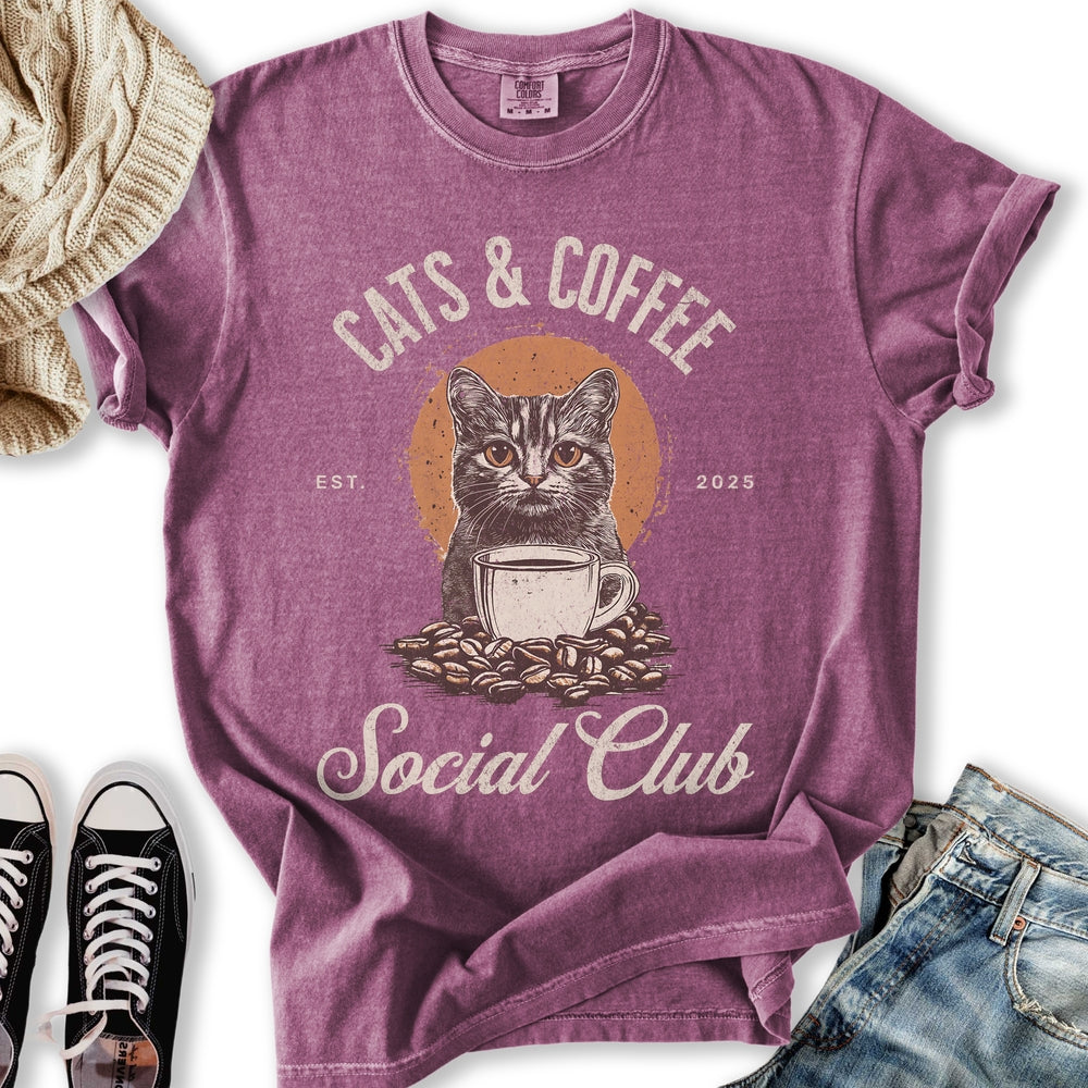 Cats & Coffee Social Club Relaxed Tee