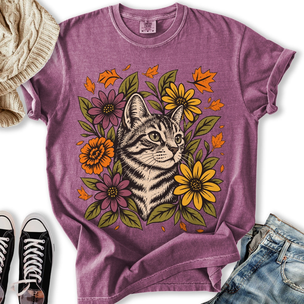 Floral Tabby Cat Relaxed Tee