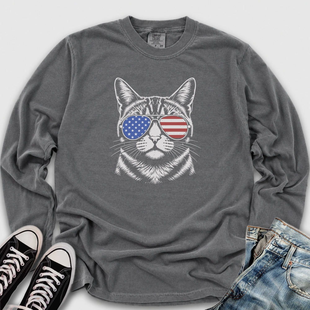 USA Aviator Cat Long Sleeve Tee