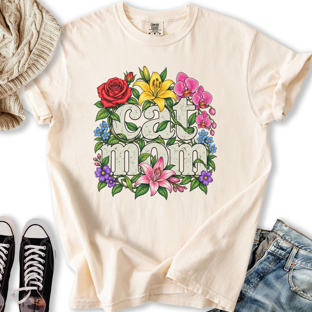 Floral Cat Mom Relaxed Tee
