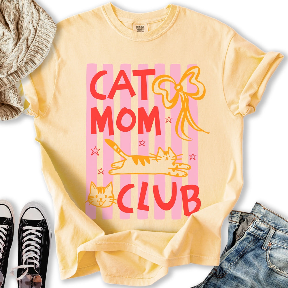 Pink Cat Mom Club T-Shirt