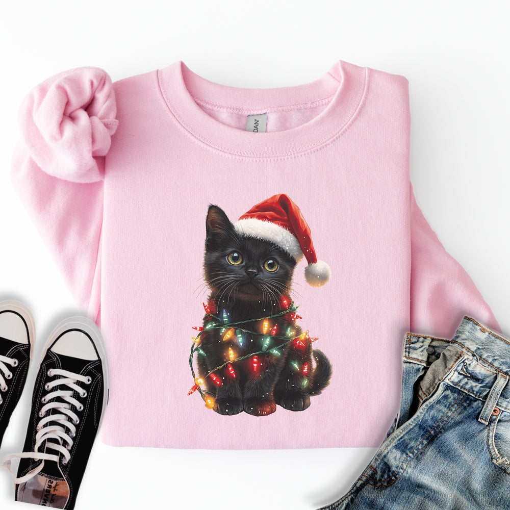 Christmas Cat Lights Sweatshirt