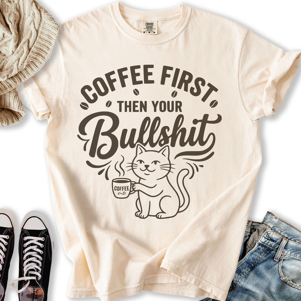 Coffee First Cat T-Shirt