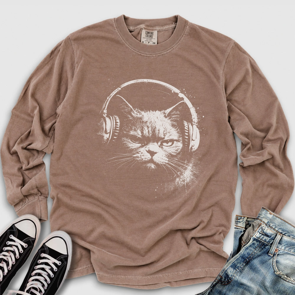 Headphones Cat Long Sleeve Tee