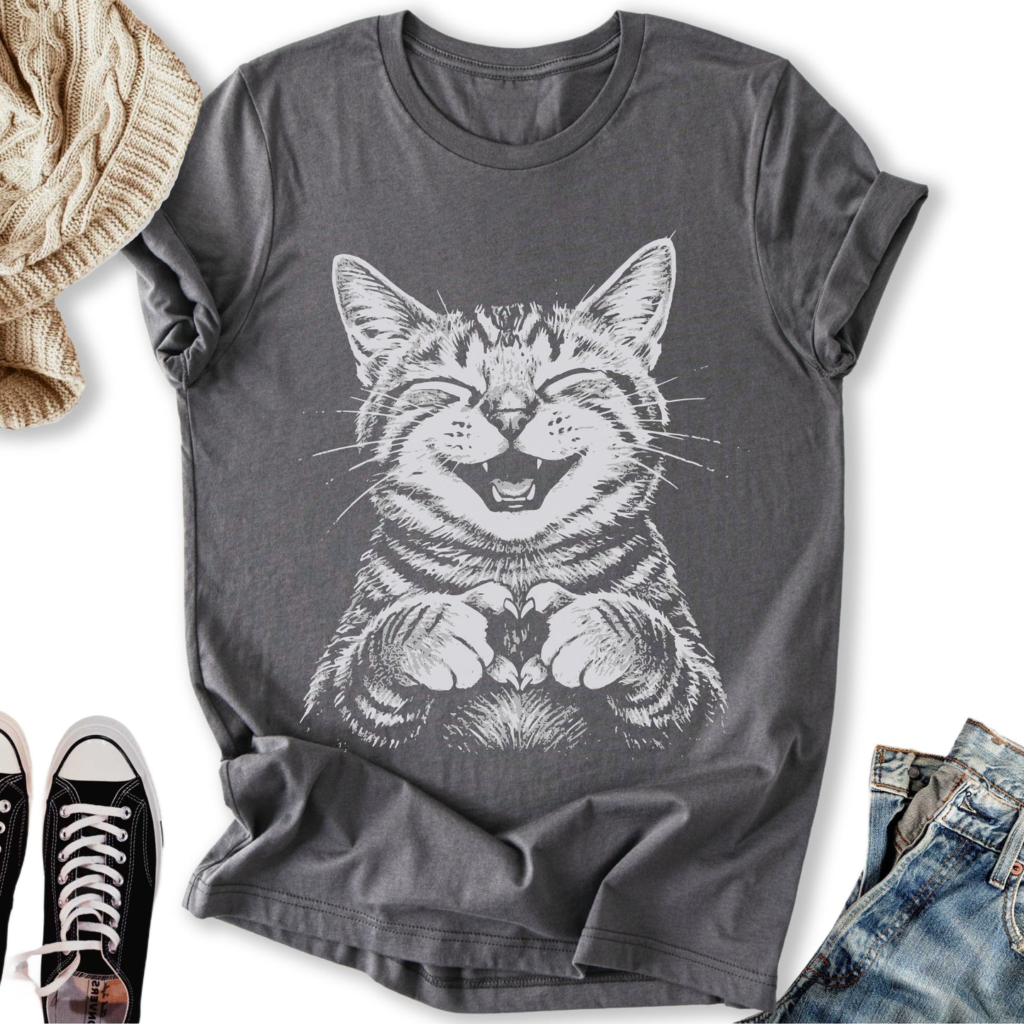 Cat Love Heart T-Shirt