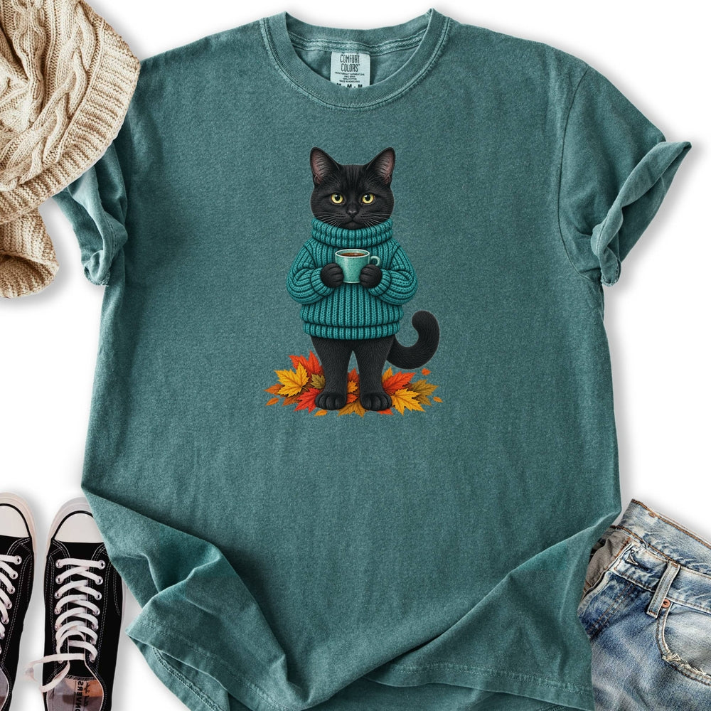 Cozy Fall Black Cat Relaxed Tee