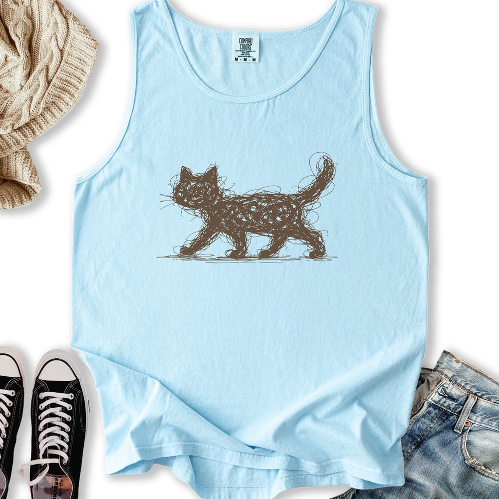Scribbled Cat Tank Top