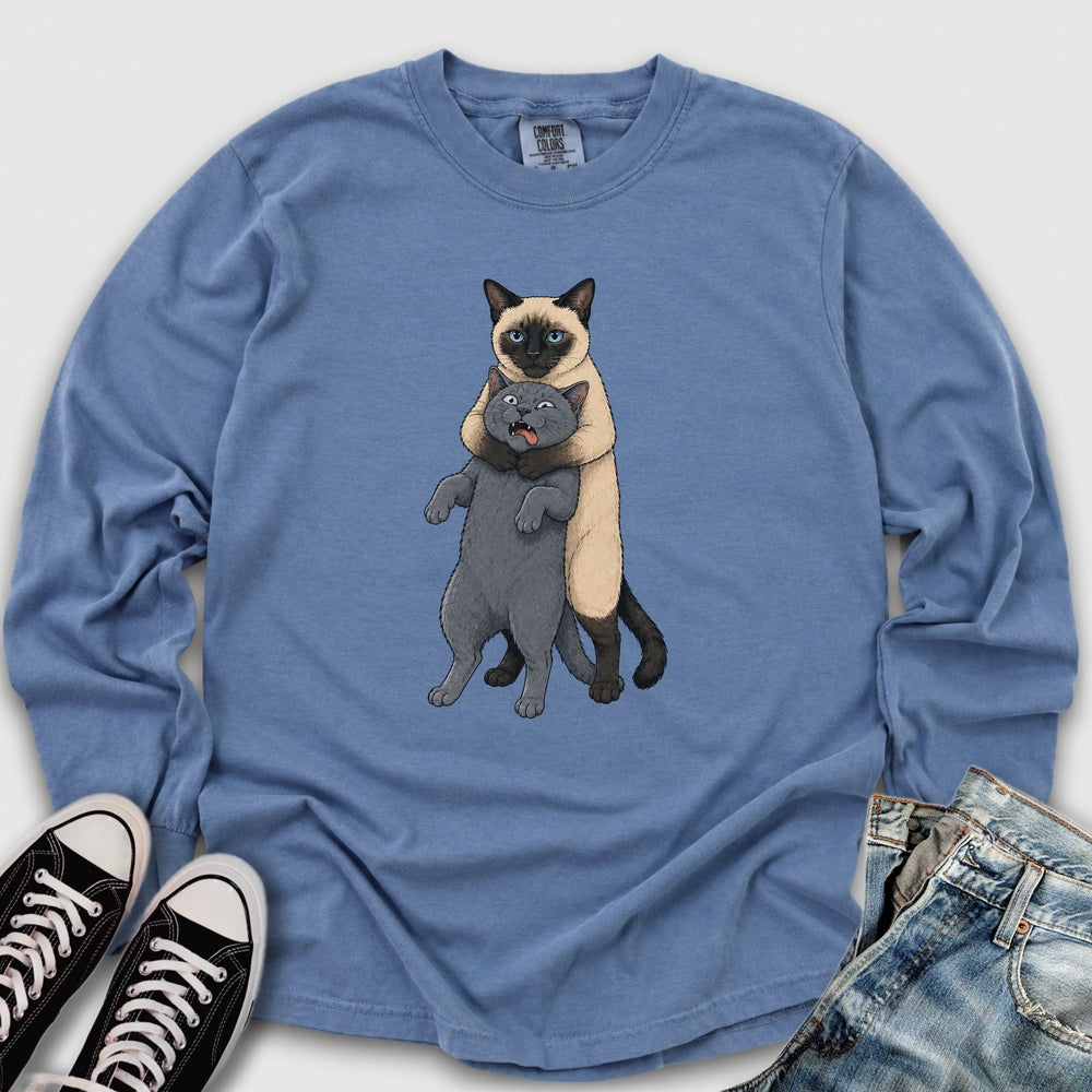Siamese Cat Headlock Long Sleeve Tee