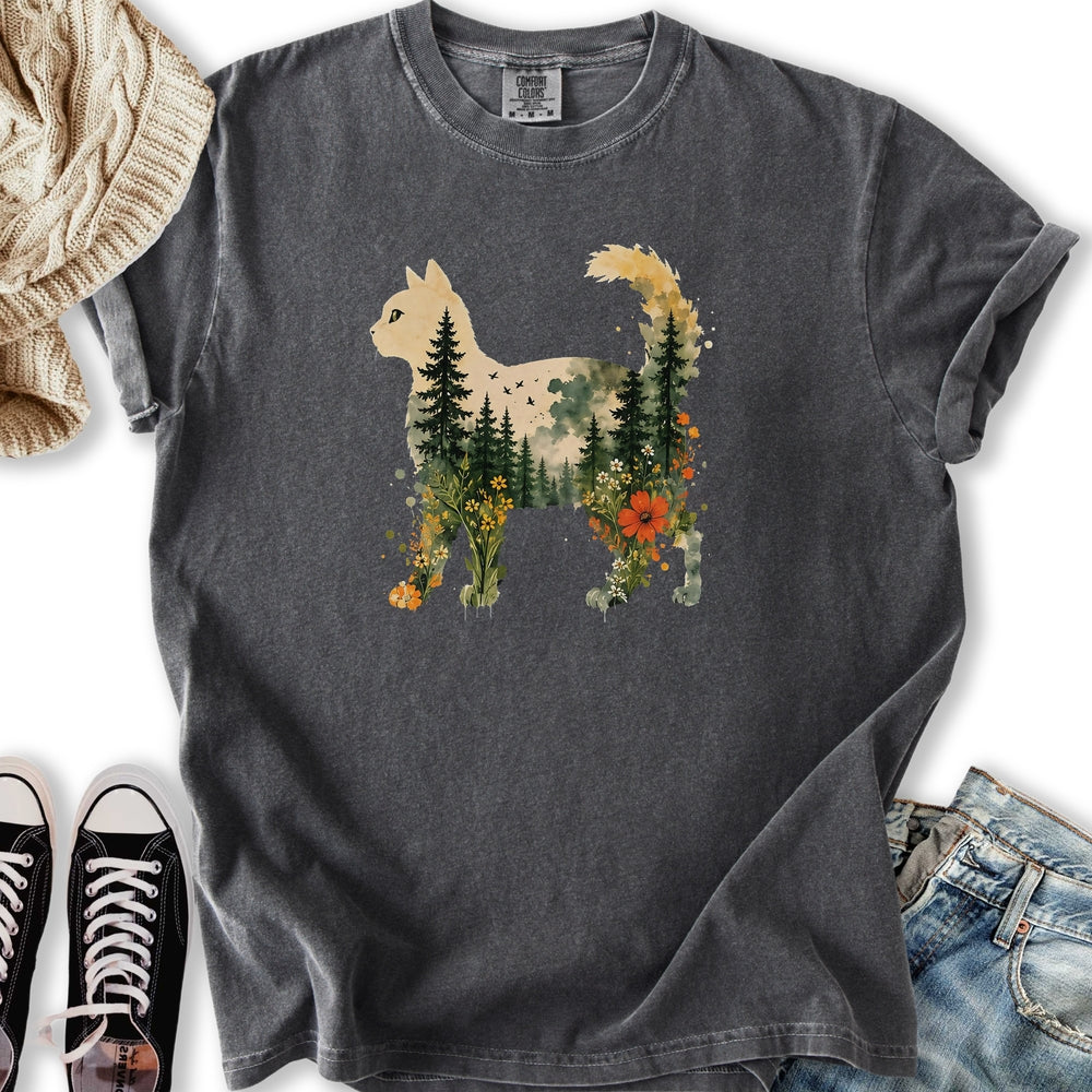 Floral Cat Sunset T-Shirt